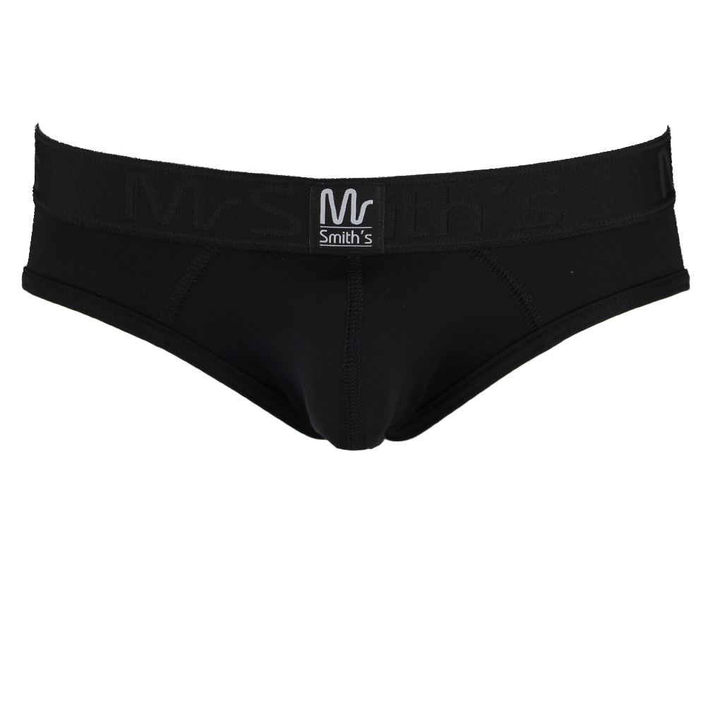 Black men's underwear with a visible brand logo on a white background
