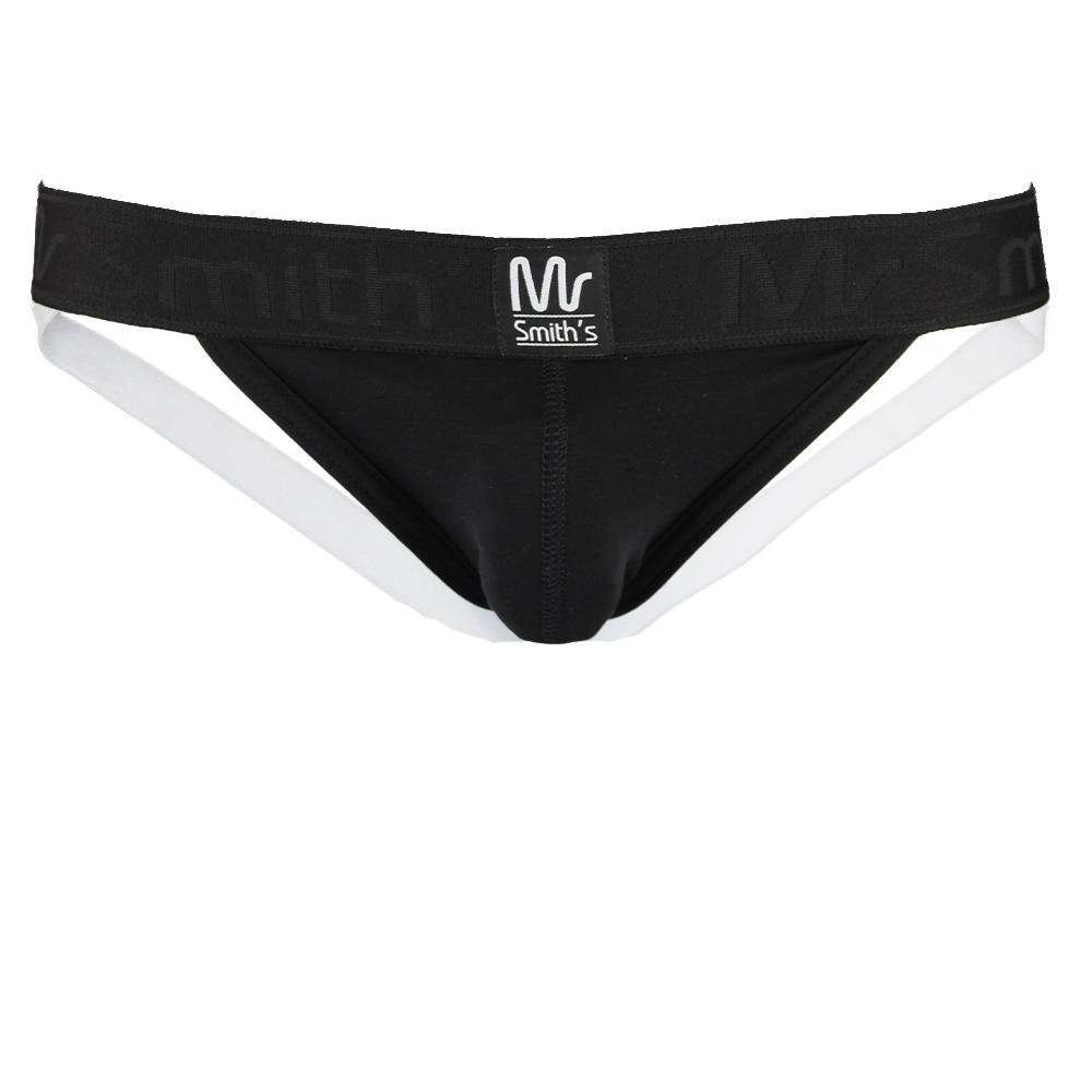 Black men's underwear with a visible brand logo on a white background