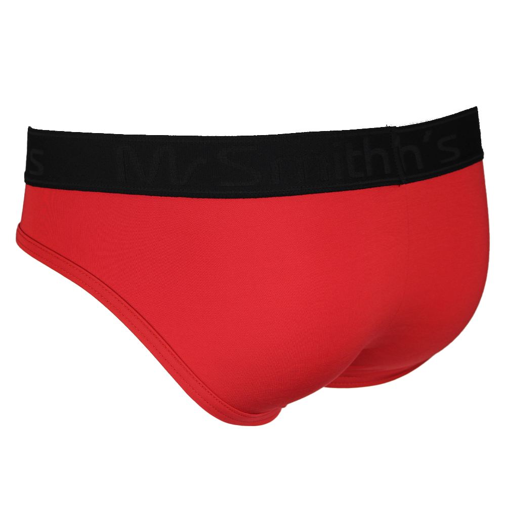 Red men's underwear with black waistband on a white background