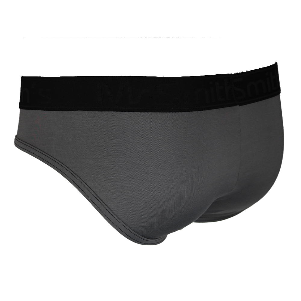 Gray men's underwear with black waistband on a white background