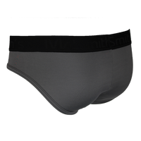 Gray men's underwear with black waistband on a white background