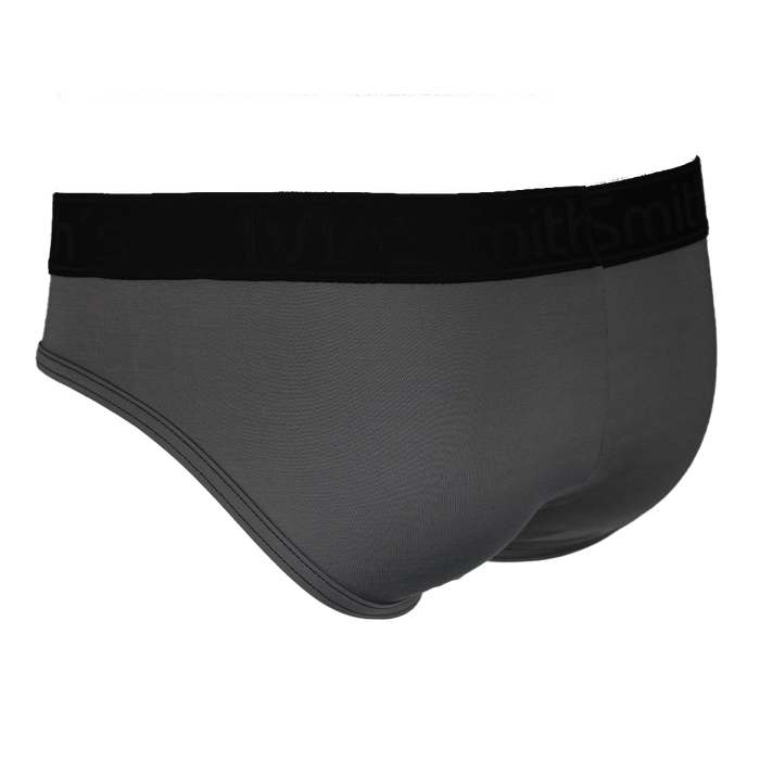 Gray men's underwear with black waistband on a white background