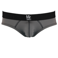 Gray men's underwear with black waistband on a white background