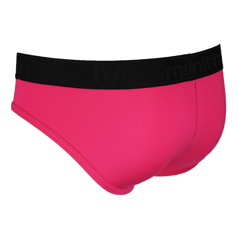 Pink men's underwear with black waistband on a white background