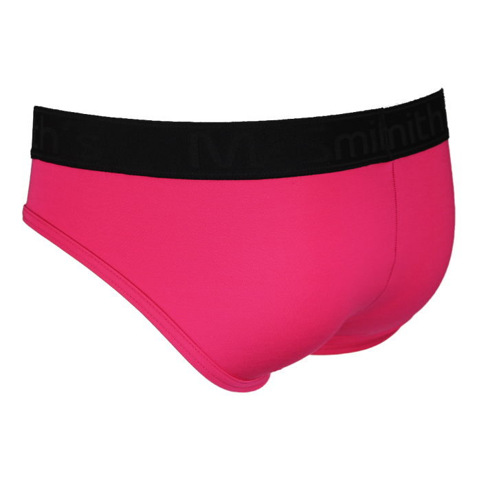 Pink men's underwear with black waistband on a white background