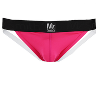 Pink men's underwear with black waistband on a white background