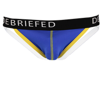 Blue men's underwear with black waistband on a white background