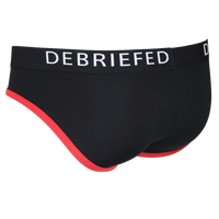back view of Black men's briefs with red trim