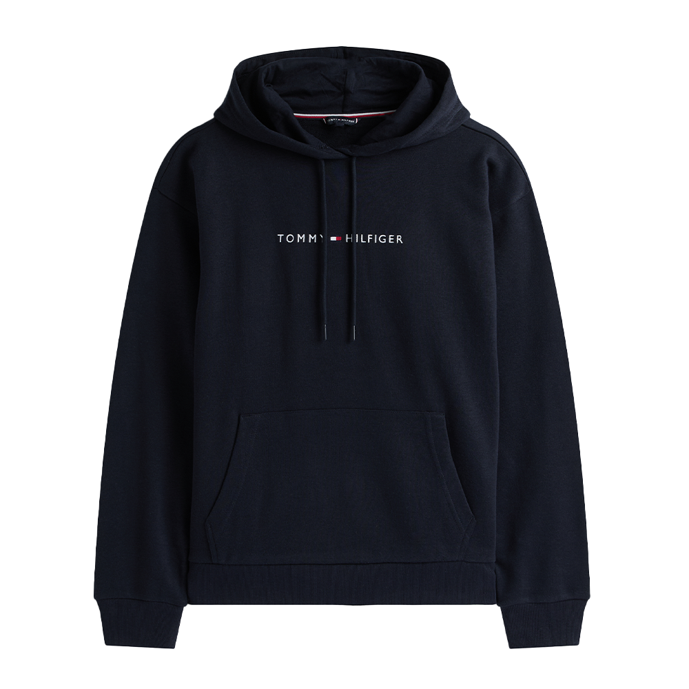 navy hoodie with Tommy Hilfiger logo on a white background