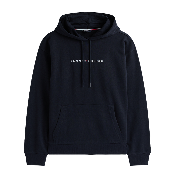 navy hoodie with Tommy Hilfiger logo on a white background
