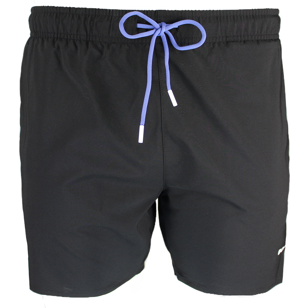 Black BOSS swim shorts with blue drawstring 