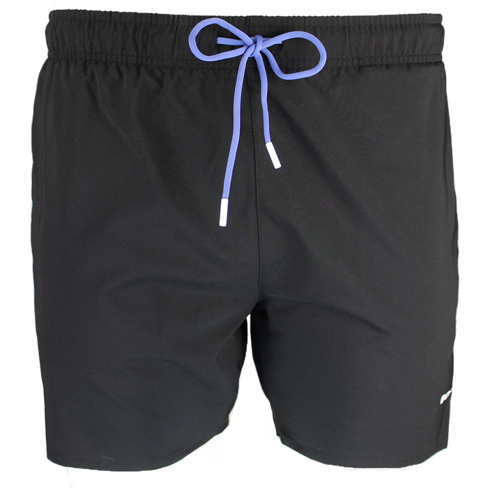 Black BOSS swim shorts with blue drawstring 