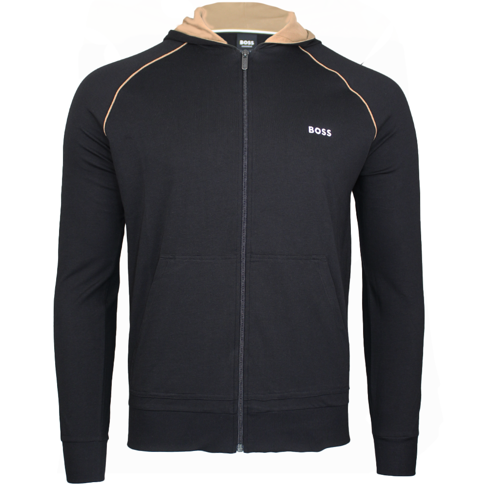 Black hooded jacket with Boss badge