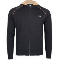 Black hooded jacket with Boss badge