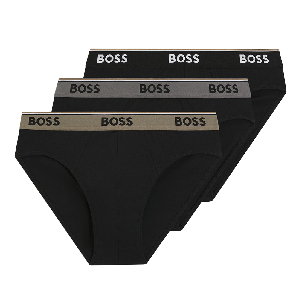 Black men's briefs with coloured waistbands branded BOSS