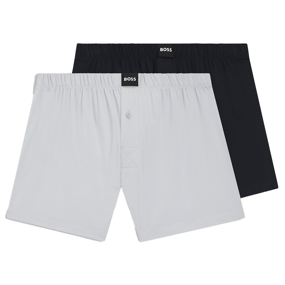 BOSS 2-Pack Jersey Boxer Shorts, Grey, Black
