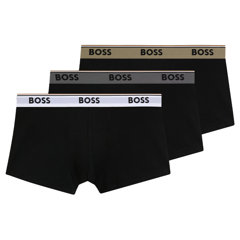 3 black Boss Power boxer trunks