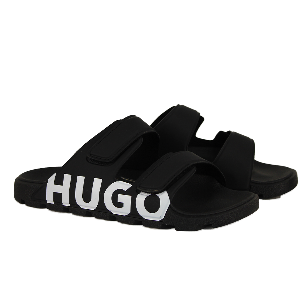 HUGO Evander Sandal, Black with White Logo