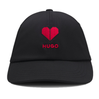 Black baseball cap with Heart logo and Hugo branding