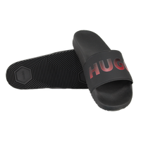 Black slides with red 'HUGO' logo on a white background