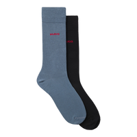 Blue socks with red HUGO logo