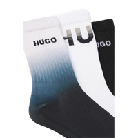 Three socks with 'HUGO' branding on a white background