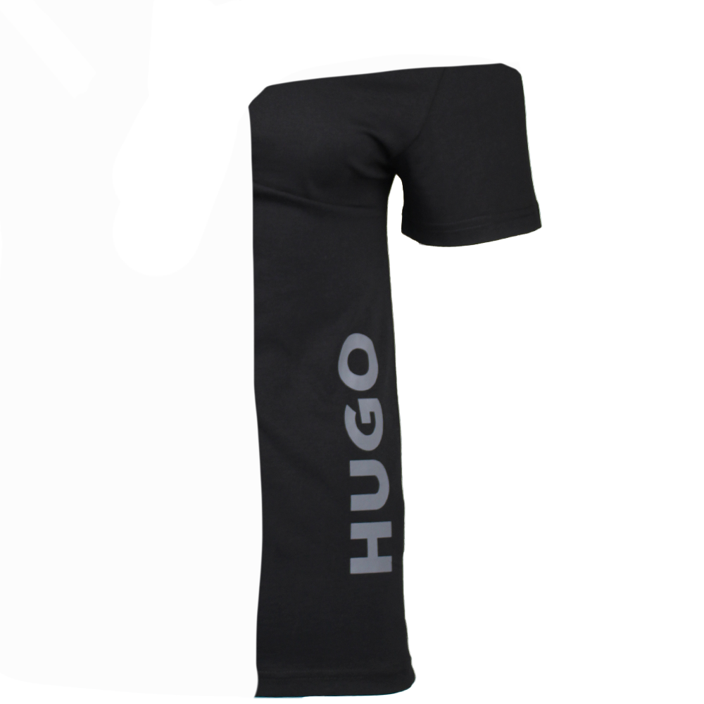 Black t-shirt with grey HUGO side logo