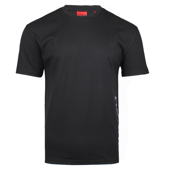 Black t-shirt with grey HUGO side logo