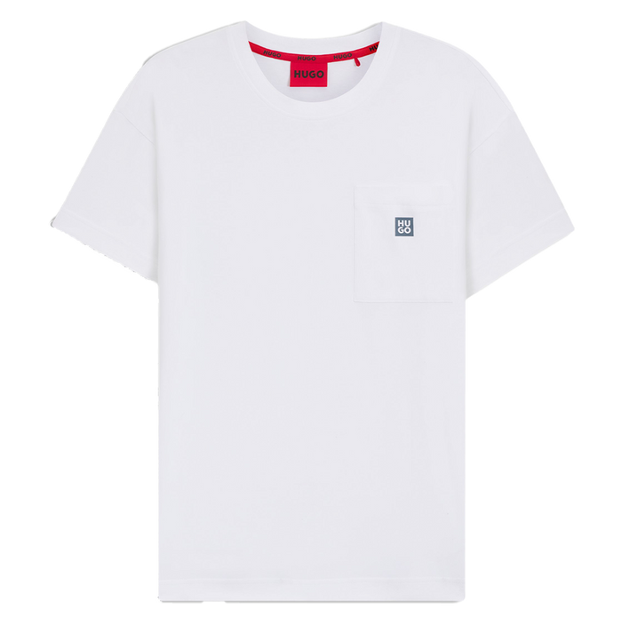 White t-shirt with HUGO logo on chest pocket
