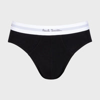 3-Pack Men's Briefs, Black with White Waistband