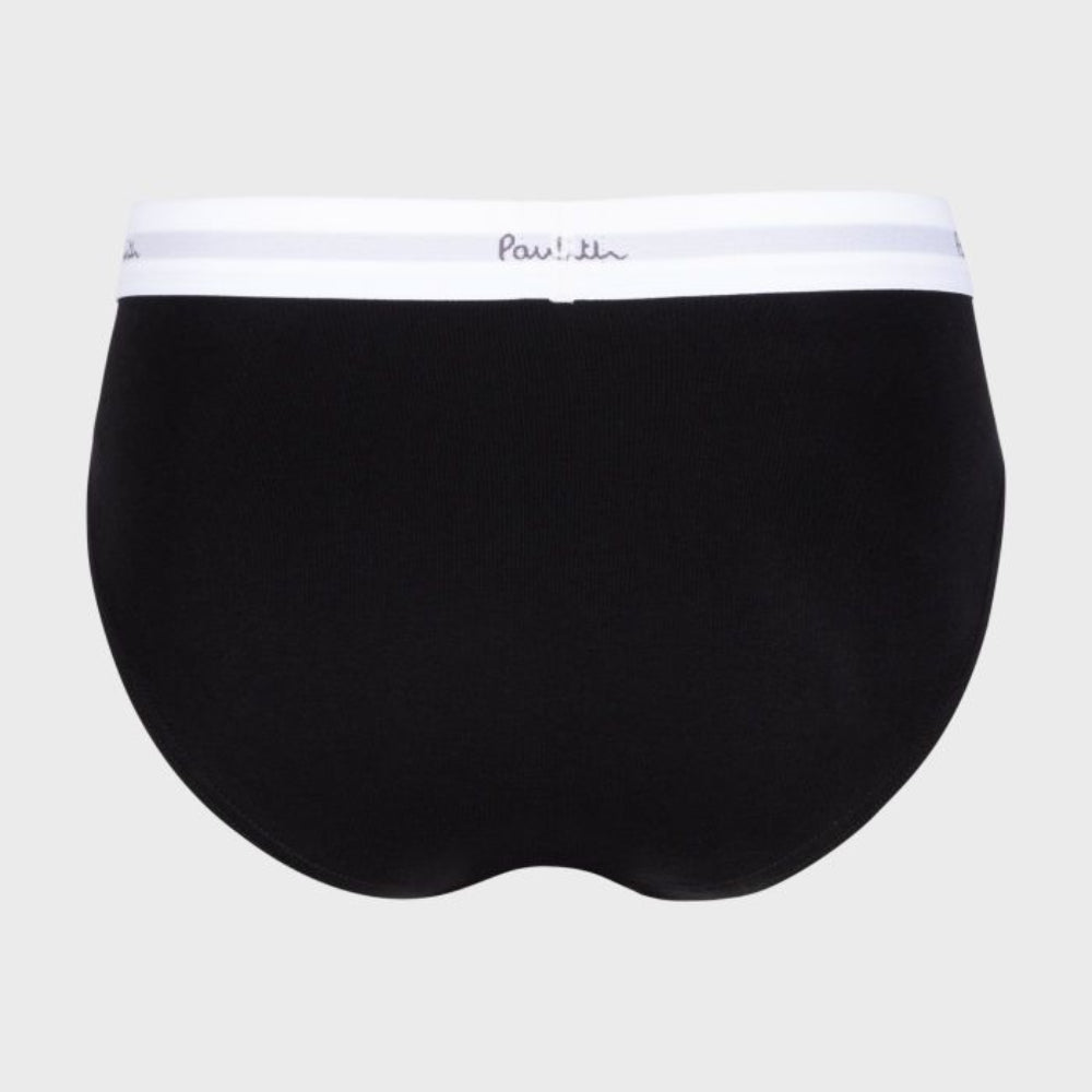 3-Pack Men's Briefs, Black with White Waistband