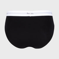 3-Pack Men's Briefs, Black with White Waistband