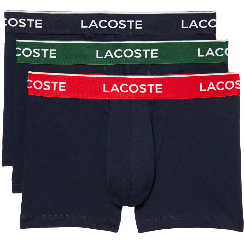 Lacoste 3-Pack Casual Cotton Stretch Boxer Trunks, Navy