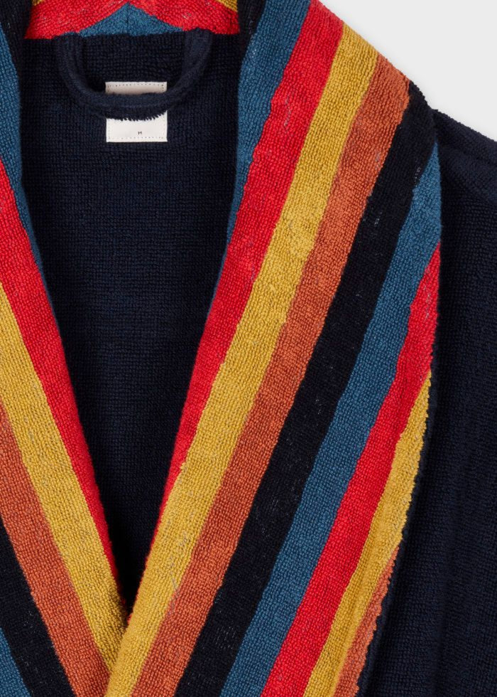 Artist Stripe Toweling Dressing Gown, Multi Coloured