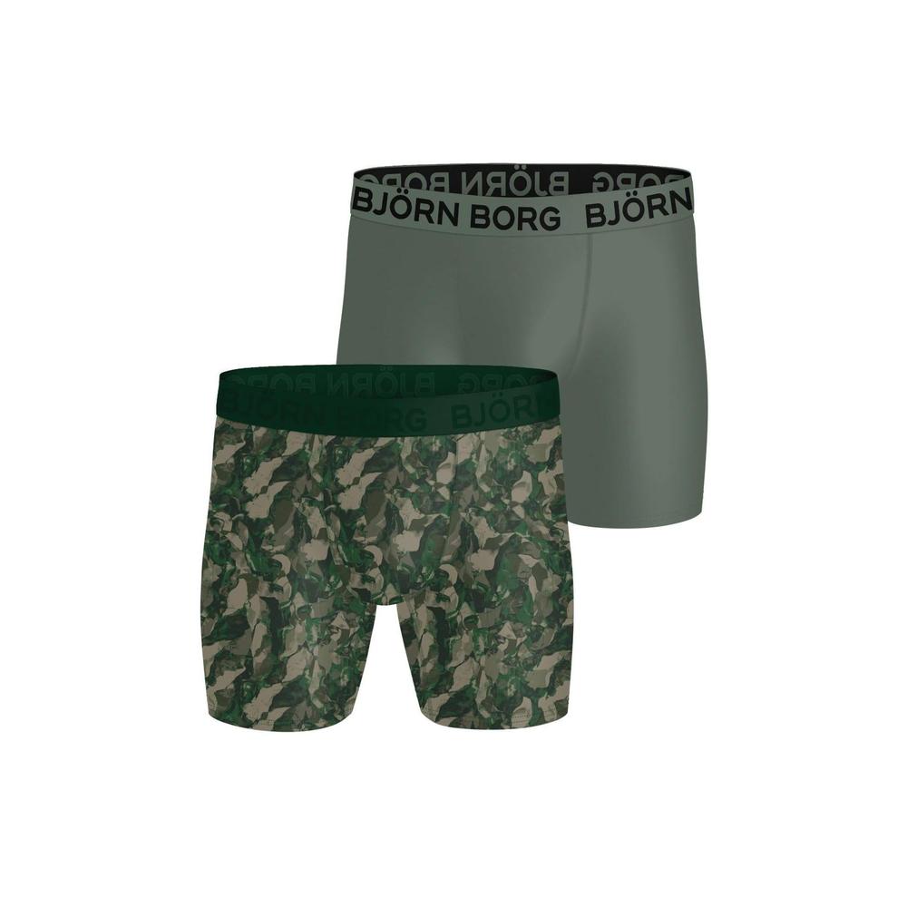 Bjorn Borg 2-Pack Sports Microfibre Boxer Briefs, Khaki/Camo