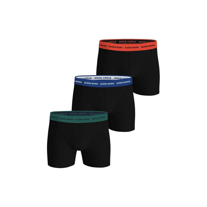 Bjorn Borg 3-Pack Coloured Waistbands Cotton Stretch Boxer Briefs, Black