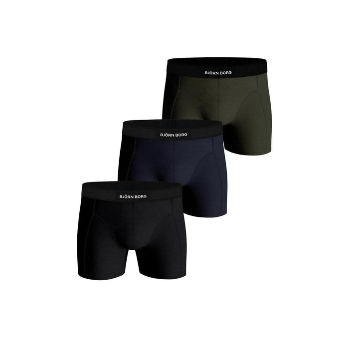 Bjorn Borg 3-Pack Organic Cotton Stretch Boxer Briefs, Black/Khaki/Navy