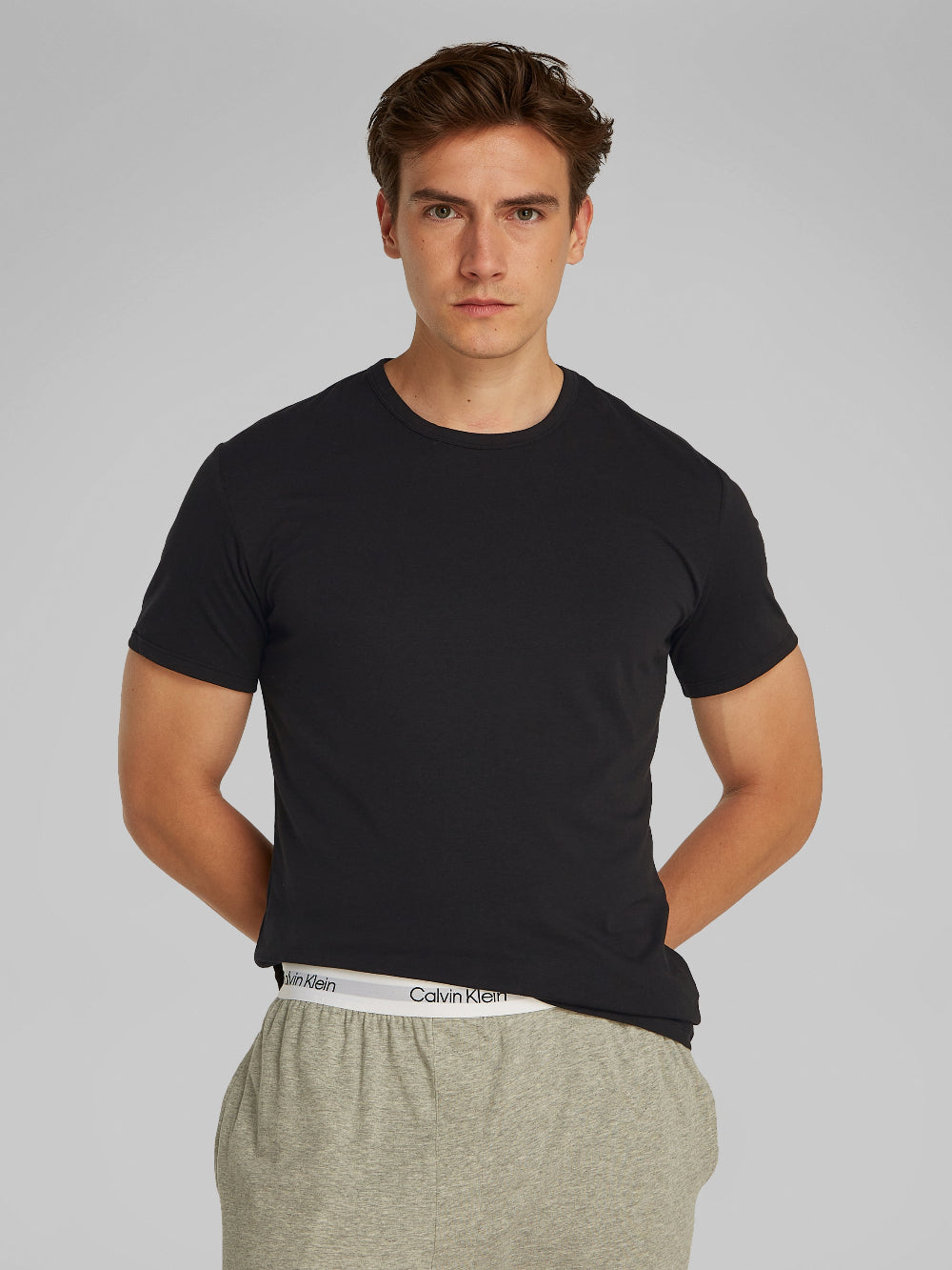 3-Pack Crew Neck T-Shirts, Black/White/Grey Heather