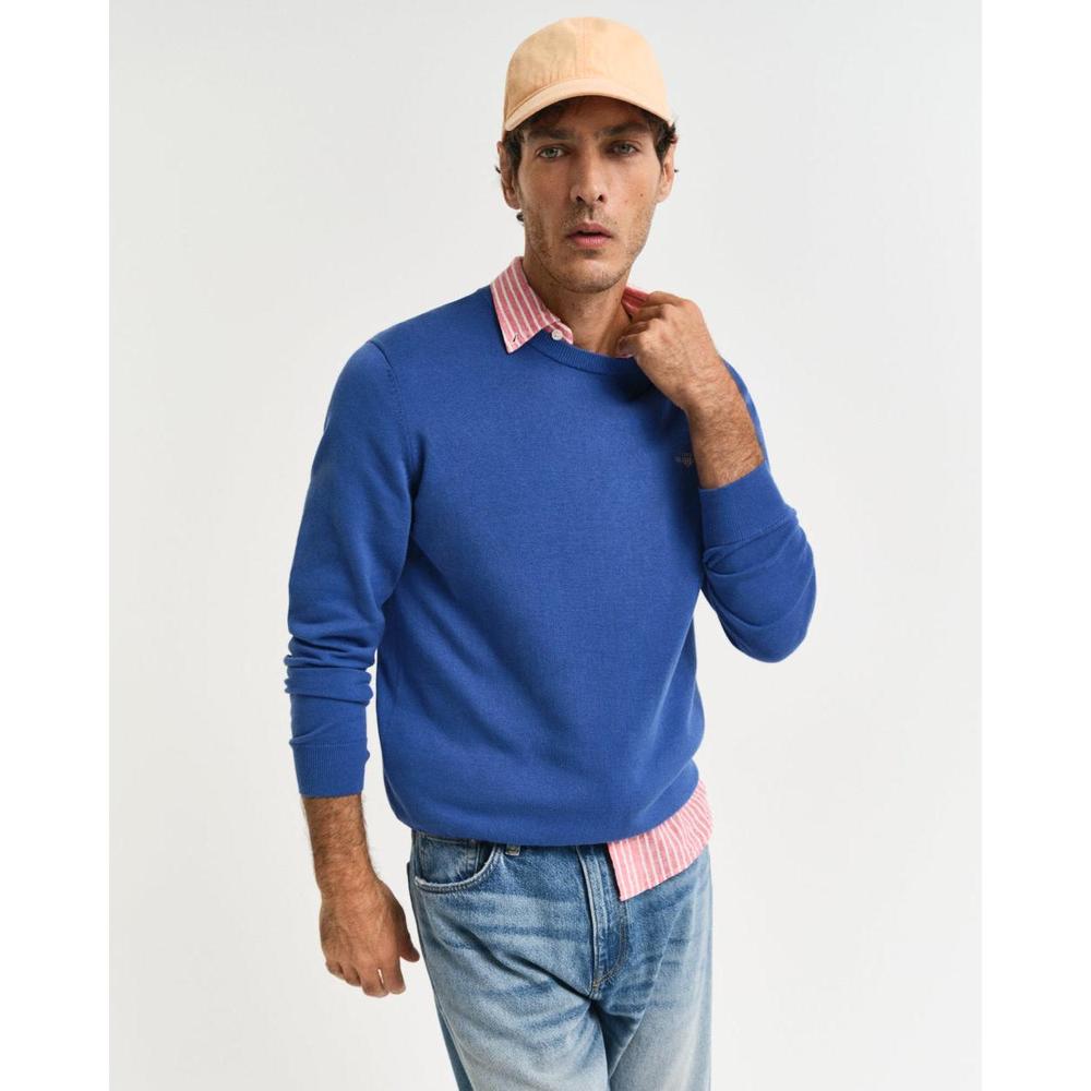 Classic Cotton Crew Neck Jumper, Rich Blue