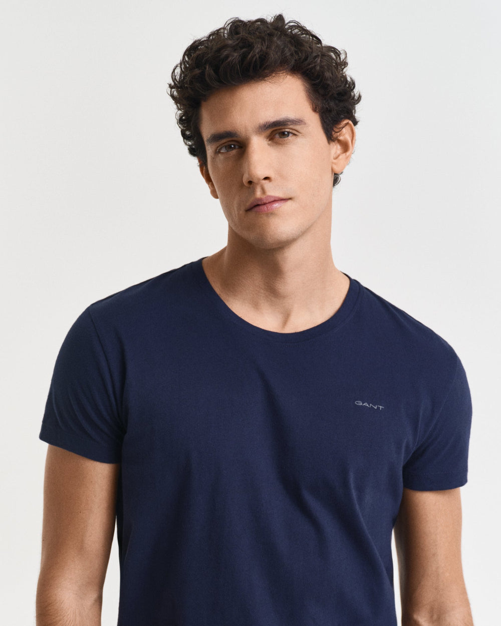 2-Pack Regular Fit Cotton Crew-Neck T-Shirts, Navy/White