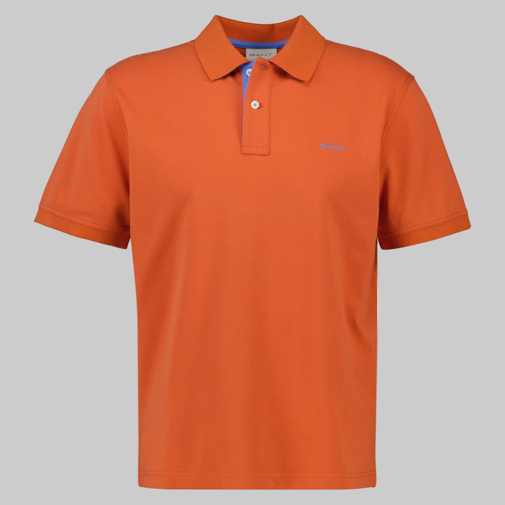 GANT Regular Contrast Pique Polo Shirt, Deep Orange