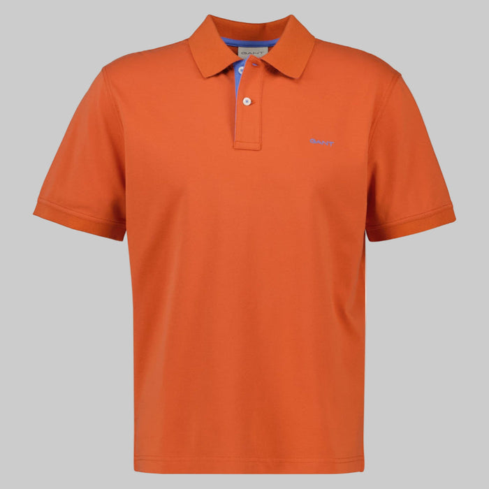 GANT Regular Contrast Pique Polo Shirt, Deep Orange