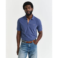 GANT Regular Contrast Pique Polo Shirt, Dusty Navy.