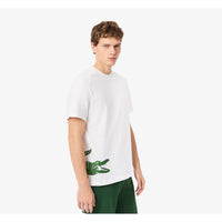Lacoste Big Croc Cotton Loungewear Print T-Shirt, White/Thyme