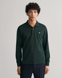 Reg Shield Long-Sleeve Pique Rugger Top, Tartan Green