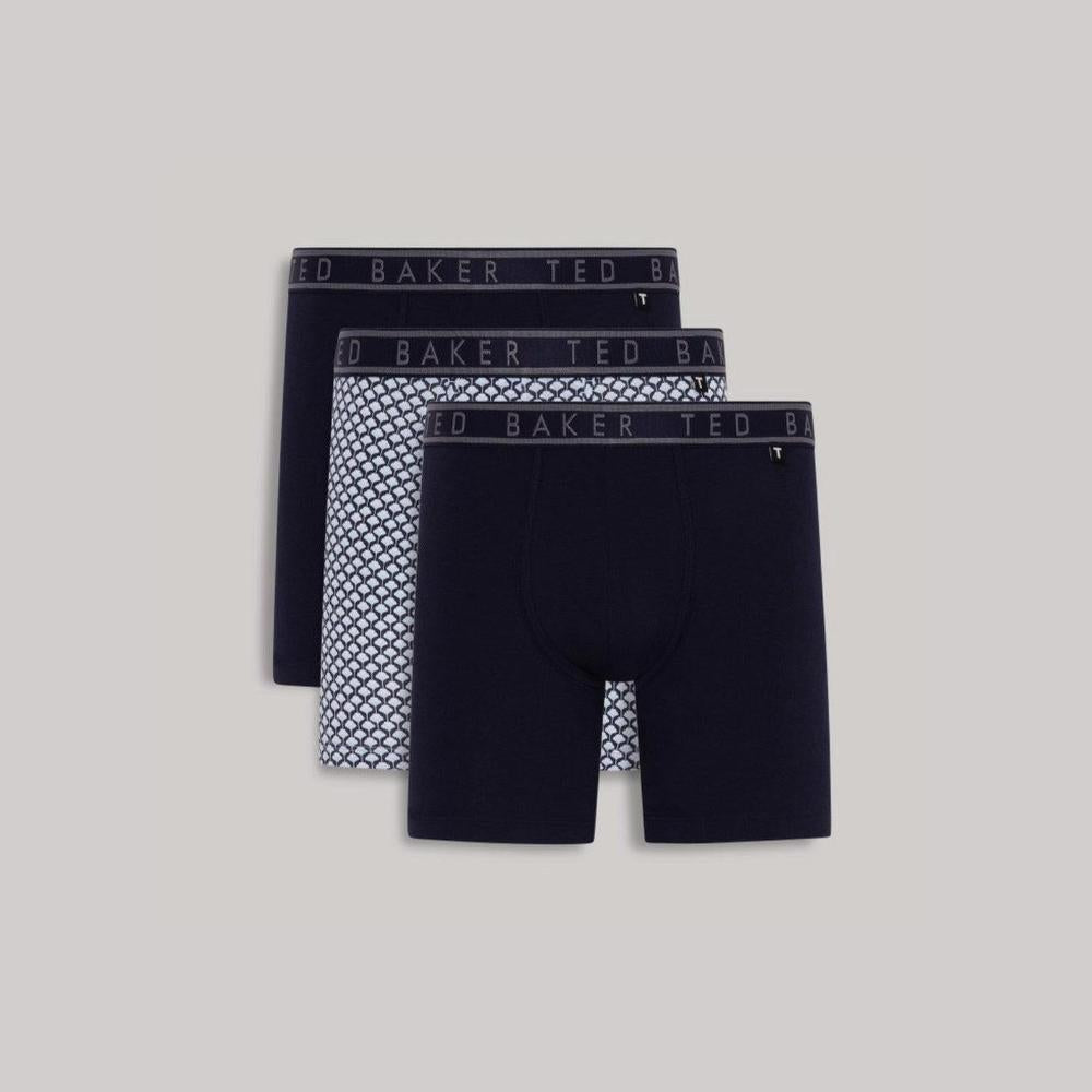 3-Pack Boxer Briefs, Navy / Palm Geo Ted Baker