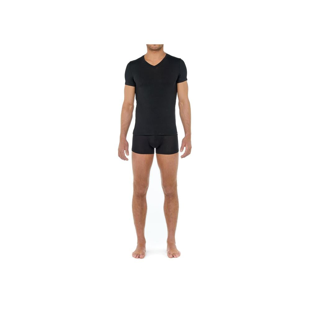 HOM-Tencel Soft V-Neck T-Shirt, Black-UNDERU