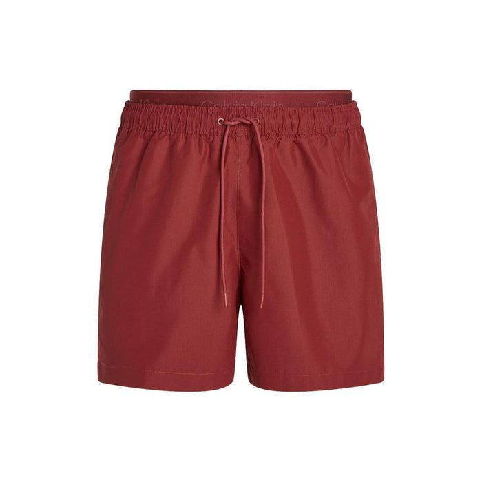 calvin klein Medium leg Length Double Waistband Swim Shorts, Ruby Wine