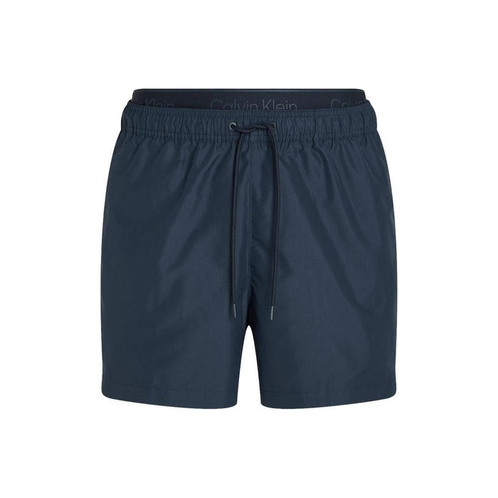 calvin klein mens Medium Leg Length Double Waistband Swim Shorts, Dark Sapphire