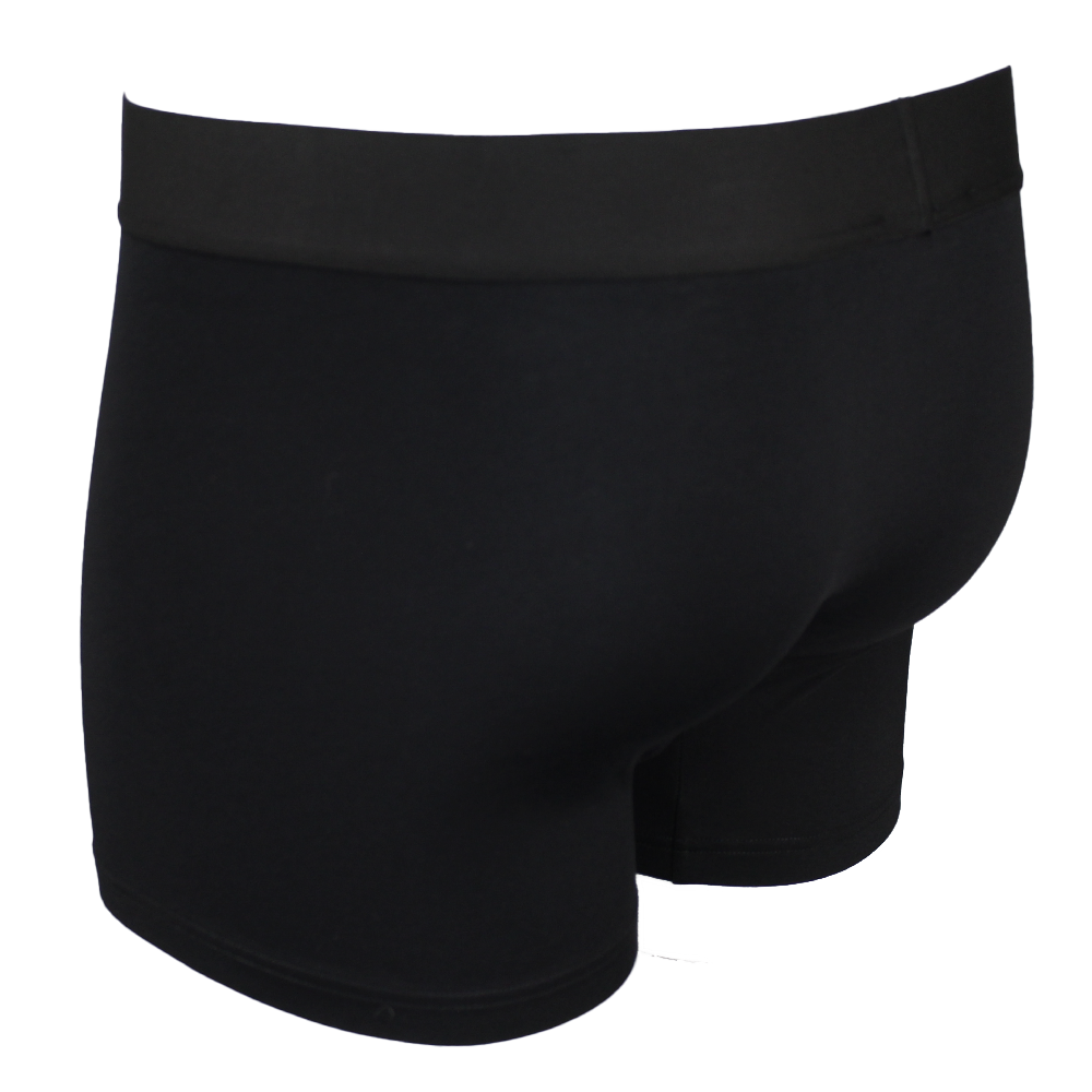 Black boxer briefs on a white background